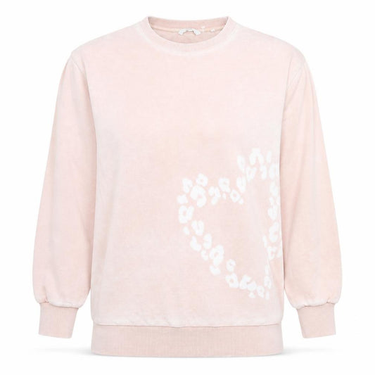 Front view of Next women’s pink cotton pullover sweatshirt, size M, pullover - heart