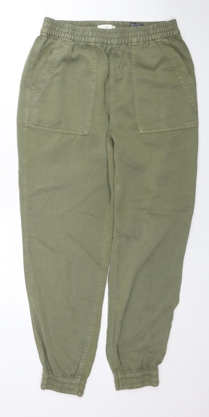 H&M Womens Green Lyocell Windbreaker Trousers Size M L30 in Regular