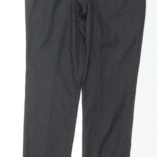 Moss London Mens Grey Polyester Trousers Size 30 in L28 in Slim Zip
