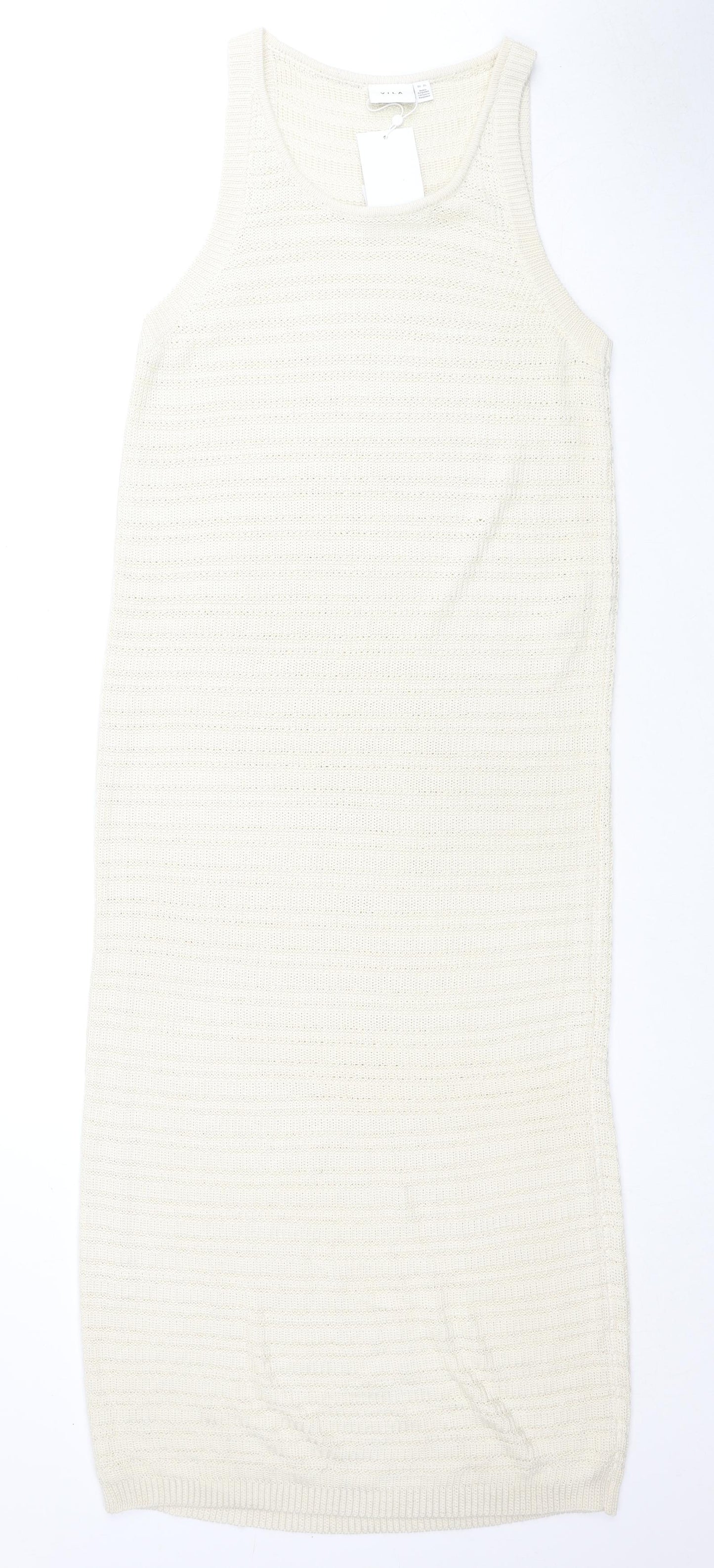 VILA Womens Beige Acrylic Tank Dress Size XL Round Neck Pullover