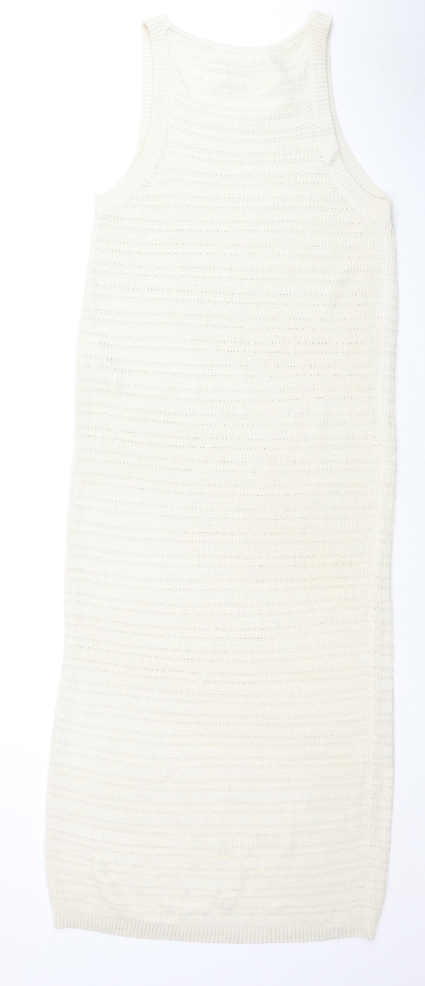 VILA Womens Beige Acrylic Tank Dress Size XL Round Neck Pullover