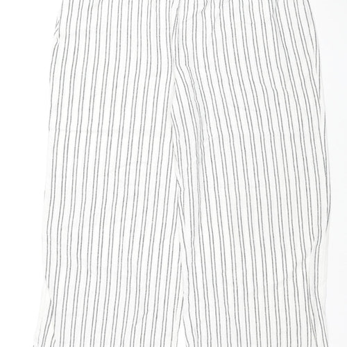 Only Womens White Striped Viscose Capri Trousers Size XL L26 in Regular