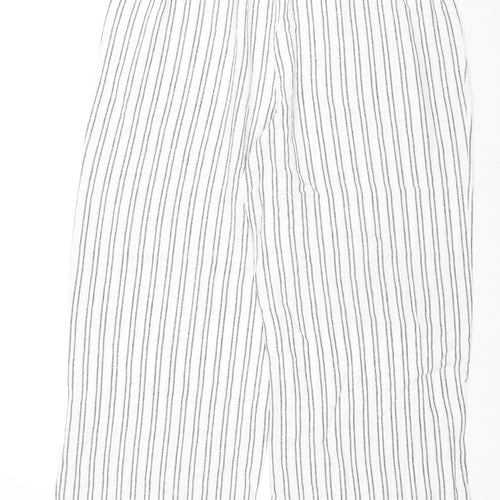 Only Womens White Striped Viscose Capri Trousers Size XL L26 in Regular