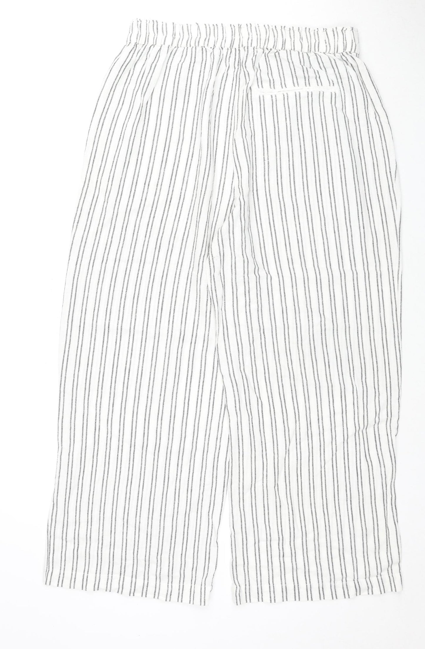 Only Womens White Striped Viscose Capri Trousers Size XL L26 in Regular