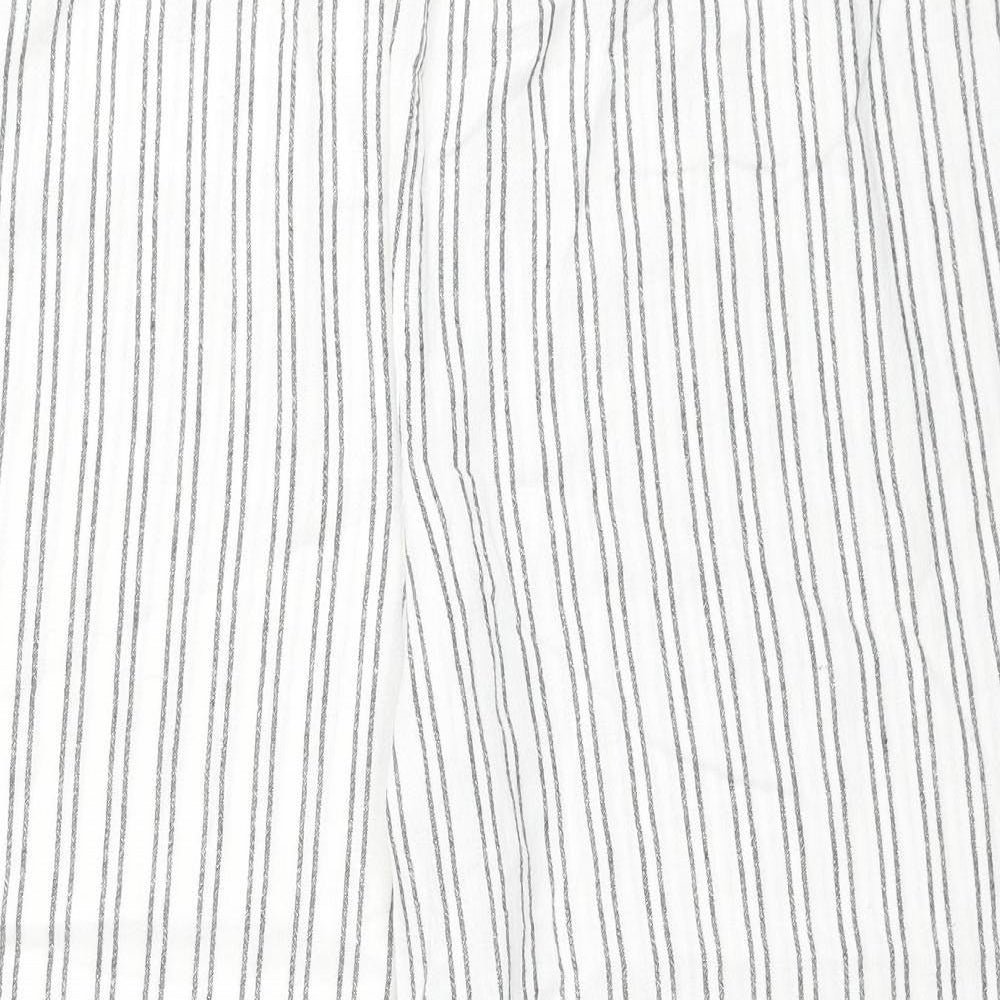 Only Womens White Striped Viscose Capri Trousers Size XL L26 in Regular