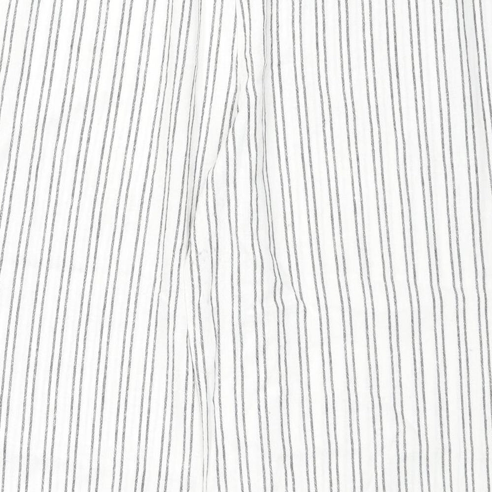 Only Womens White Striped Viscose Capri Trousers Size XL L26 in Regular