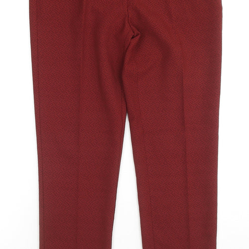 Benim Womens Red Geometric Polyester Trousers Size XL L27 in Regular Zip