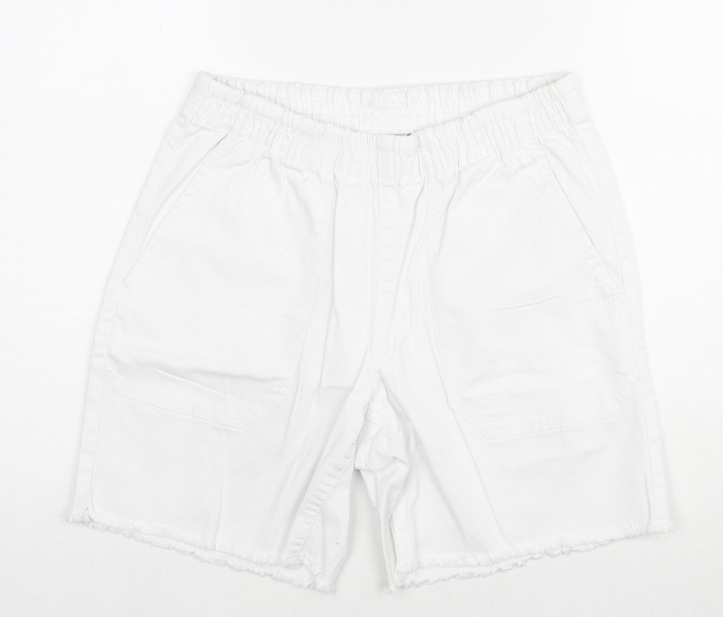 Rainbow Womens White Cotton Cut-Off Shorts Size 12 L7 in Regular Pull On