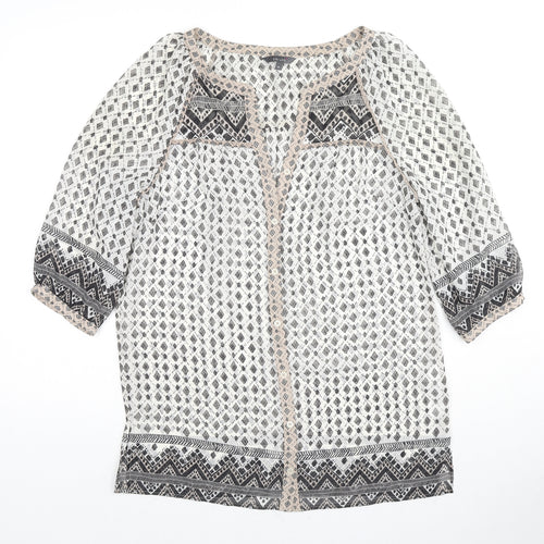 Per Una Womens Multicoloured Geometric Polyester Basic Button-Up Size 8 V-Neck