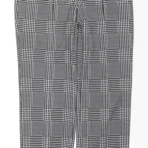Marks and Spencer Womens Grey Herringbone Viscose Trousers Size 10 L28 in Regular Zip