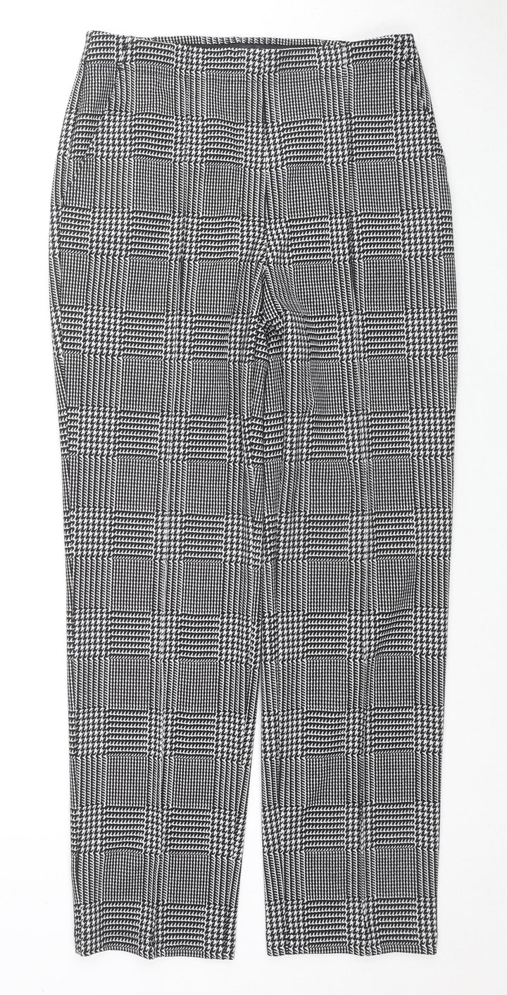Marks and Spencer Womens Grey Herringbone Viscose Trousers Size 10 L28 in Regular Zip