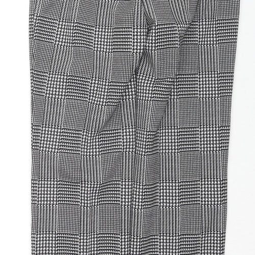Marks and Spencer Womens Grey Herringbone Viscose Trousers Size 10 L28 in Regular Zip