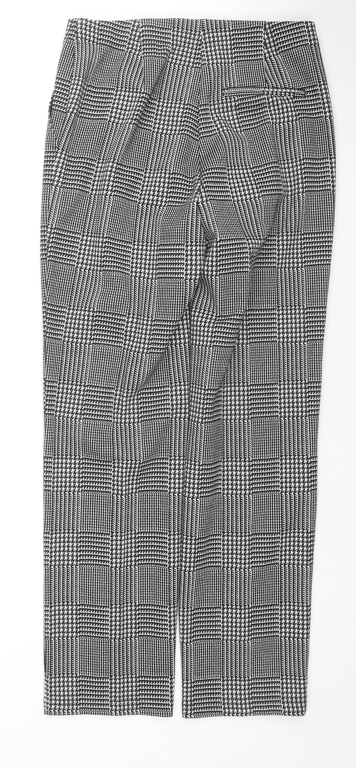 Marks and Spencer Womens Grey Herringbone Viscose Trousers Size 10 L28 in Regular Zip