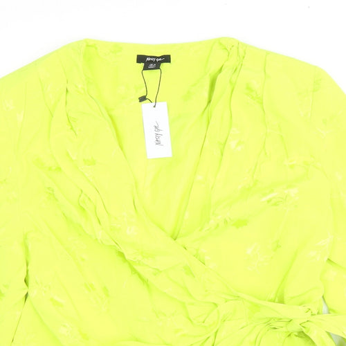 Nasty Gal Womens Green Floral Jacket Blazer Size 12 Button