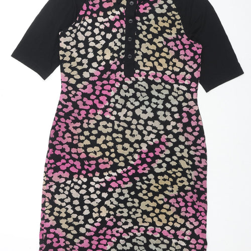 NEXT Womens Multicoloured Geometric Viscose A-Line Size 12 Collared Button