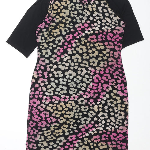 NEXT Womens Multicoloured Geometric Viscose A-Line Size 12 Collared Button