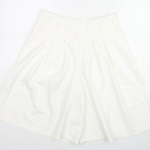 Elle White Womens White Polyester Culotte Shorts Size L L10 in Regular Zip