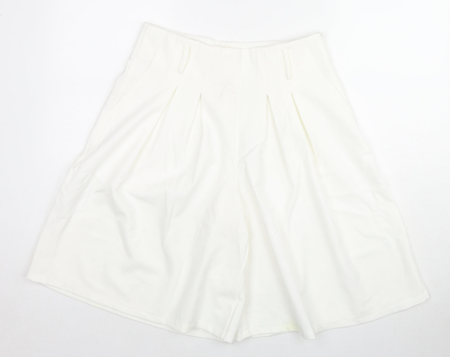 Elle White Womens White Polyester Culotte Shorts Size L L10 in Regular Zip