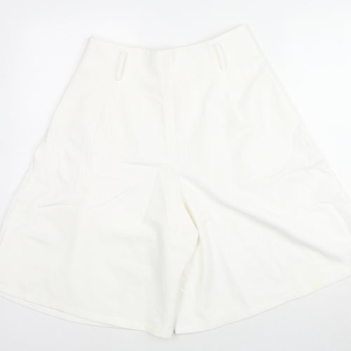 Elle White Womens White Polyester Culotte Shorts Size L L10 in Regular Zip