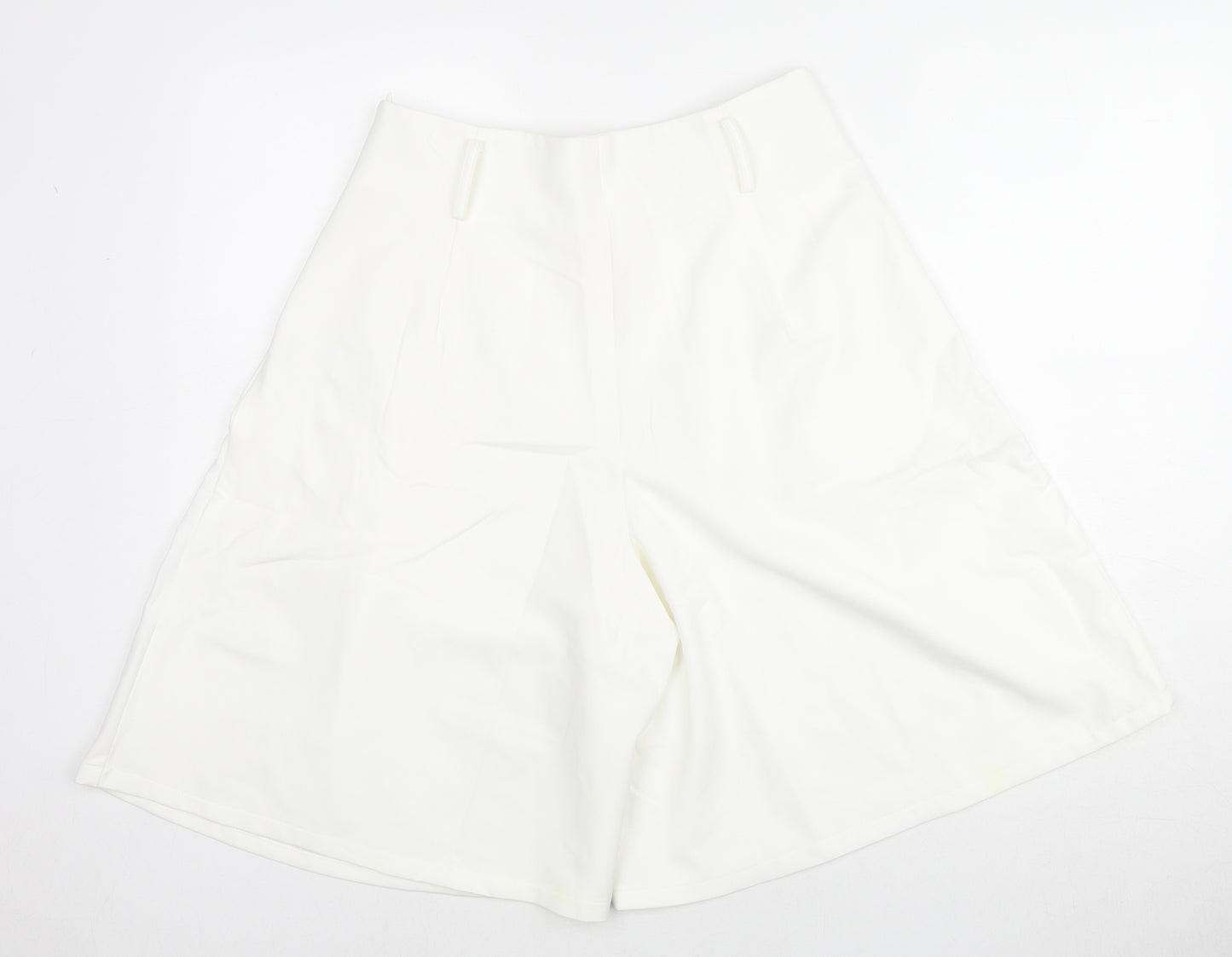 Elle White Womens White Polyester Culotte Shorts Size L L10 in Regular Zip