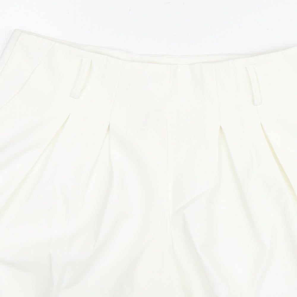 Elle White Womens White Polyester Culotte Shorts Size L L10 in Regular Zip