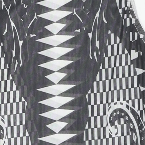 In Vogue Paris Womens Black Geometric Polyester Bodysuit One-Piece Size S Snap - Size S/M