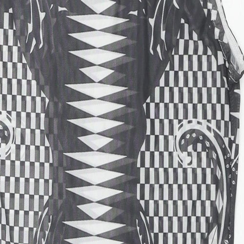 In Vogue Paris Womens Black Geometric Polyester Bodysuit One-Piece Size S Snap - Size S/M