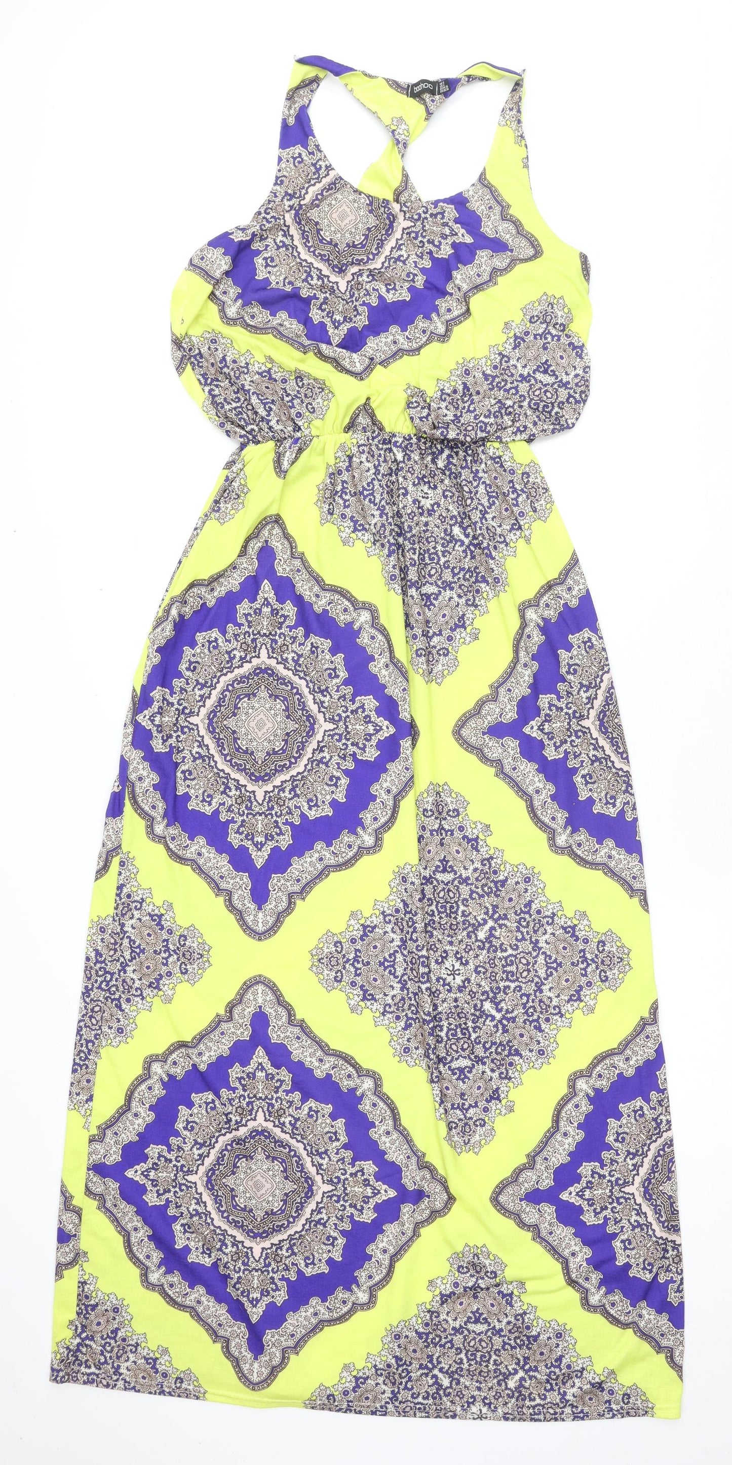 Boohoo Womens Multicoloured Geometric Cotton Maxi Size 8 Scoop Neck Pullover