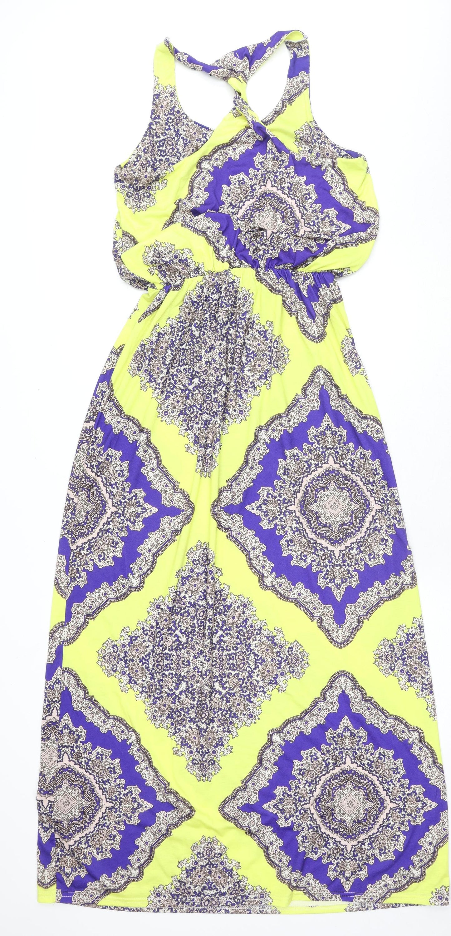 Boohoo Womens Multicoloured Geometric Cotton Maxi Size 8 Scoop Neck Pullover