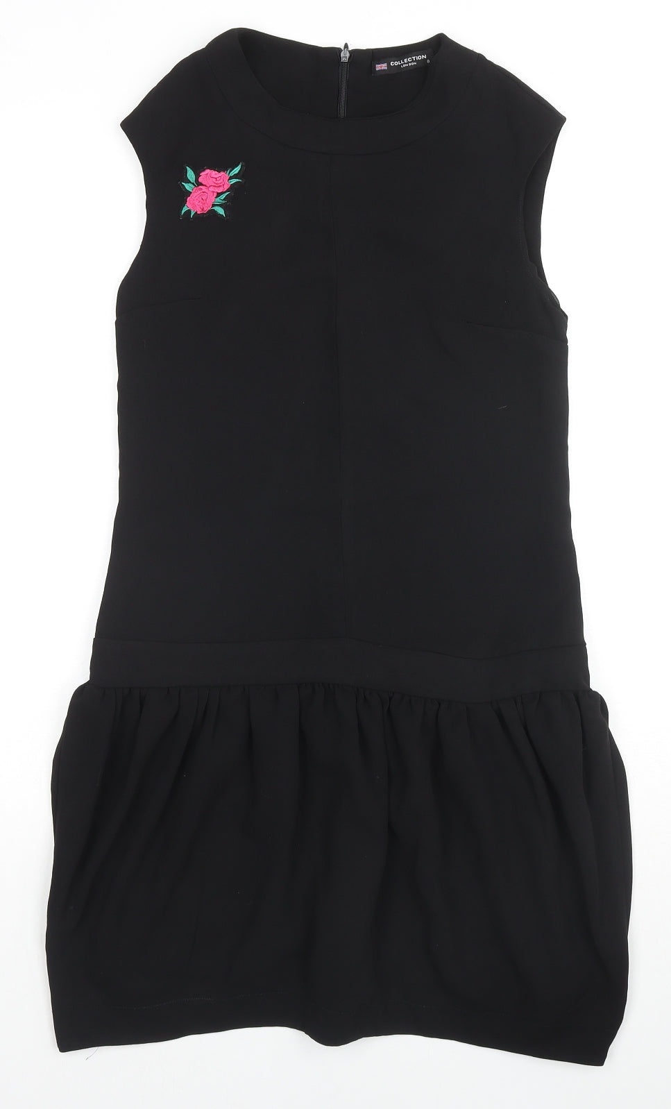 Collection London Womens Black Polyester Trapeze & Swing Size 8 Round Neck Zip