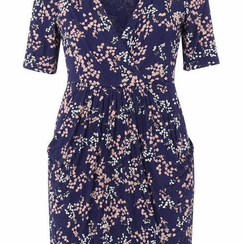 Billie & Blossom Womens Blue Floral Viscose A-Line Size 8 V-Neck Pullover