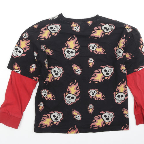 NEXT Boys Black Colourblock Cotton Pullover Sweatshirt Size 8 Years Pullover - Fire Skulls