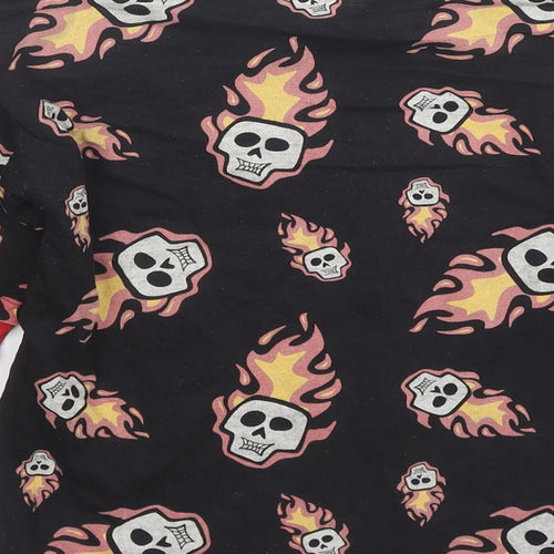 NEXT Boys Black Colourblock Cotton Pullover Sweatshirt Size 8 Years Pullover - Fire Skulls