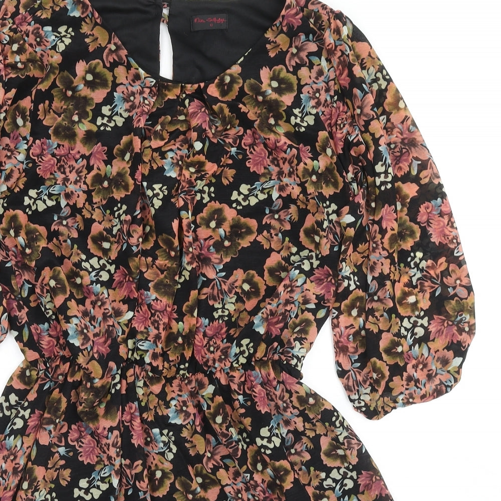 Miss Selfridge Womens Multicoloured Fair Isle Polyester Trapeze & Swing Size 12 Round Neck Button
