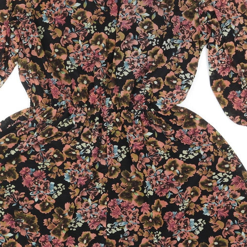 Miss Selfridge Womens Multicoloured Fair Isle Polyester Trapeze & Swing Size 12 Round Neck Button