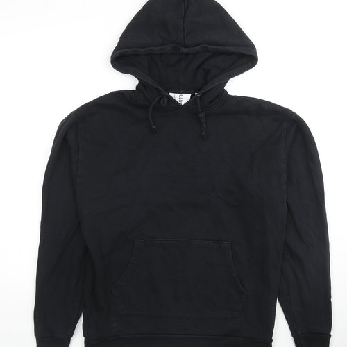 COLLUSION Mens Black Cotton Pullover Hoodie Size S