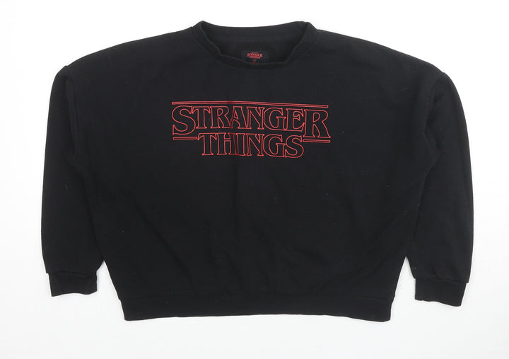Stranger Things Womens Black Cotton Pullover Sweatshirt Size 6 Pullover - Size 6-8
