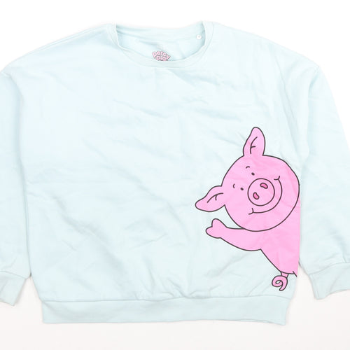 Marks and Spencer Girls Blue Cotton Pullover Sweatshirt Size 10-11 Years Pullover - Percy Pig