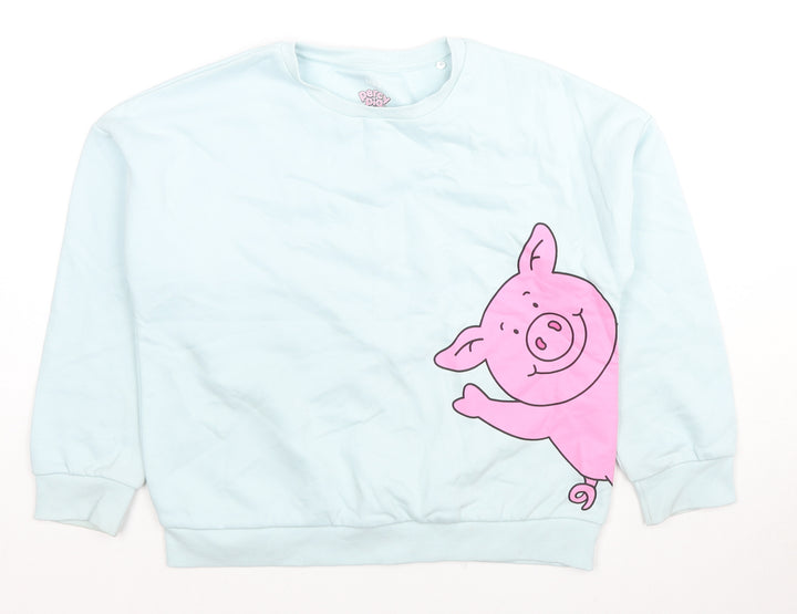 Marks and Spencer Girls Blue Cotton Pullover Sweatshirt Size 10-11 Years Pullover - Percy Pig