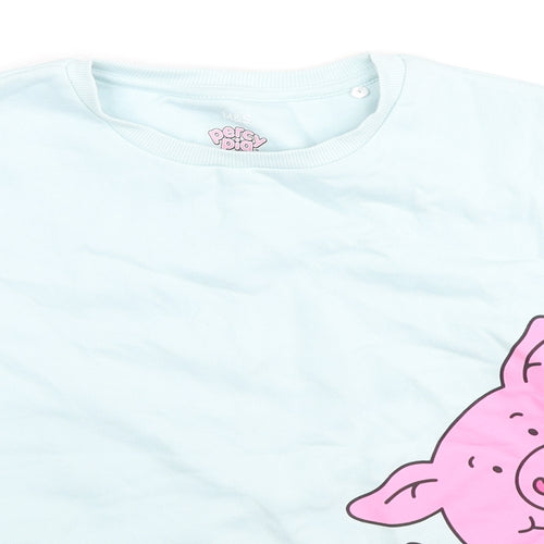 Marks and Spencer Girls Blue Cotton Pullover Sweatshirt Size 10-11 Years Pullover - Percy Pig