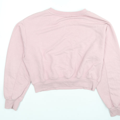 Bershka Womens Pink Cotton Pullover Sweatshirt Size M Pullover - Fashion Cuts