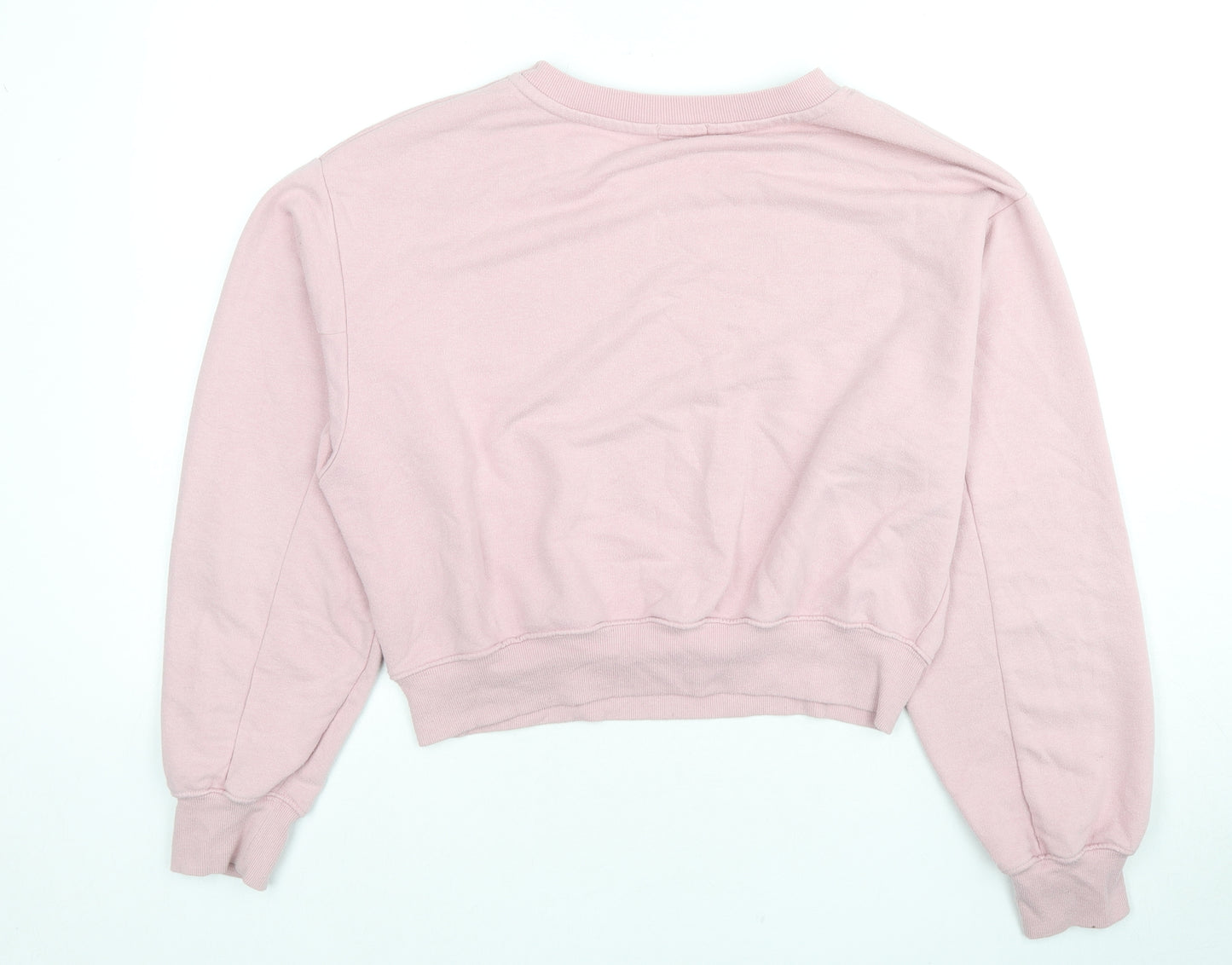 Bershka Womens Pink Cotton Pullover Sweatshirt Size M Pullover - Fashion Cuts