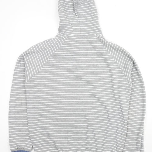 JUNK de LUXE Mens Grey Striped Cotton Full Zip Hoodie Size L