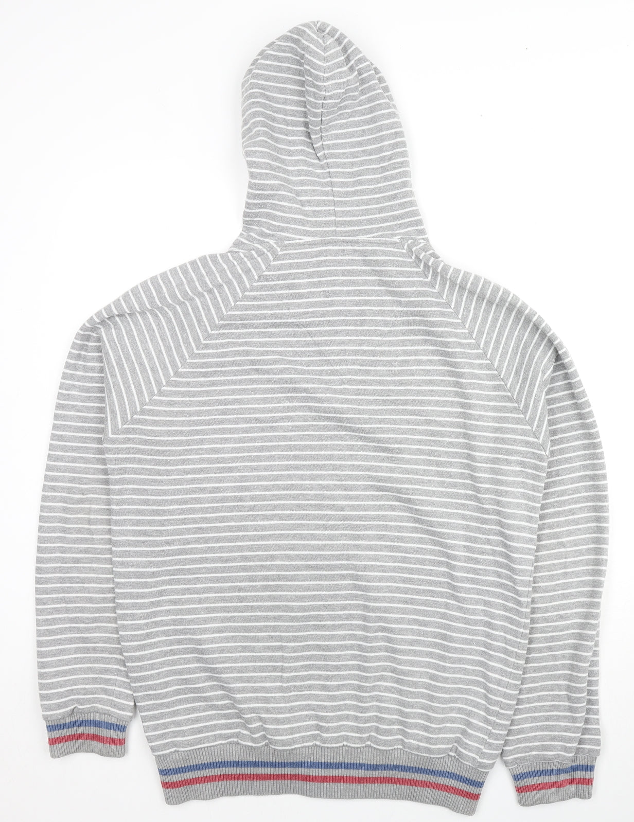 JUNK de LUXE Mens Grey Striped Cotton Full Zip Hoodie Size L