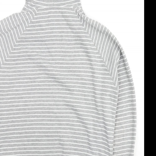 JUNK de LUXE Mens Grey Striped Cotton Full Zip Hoodie Size L