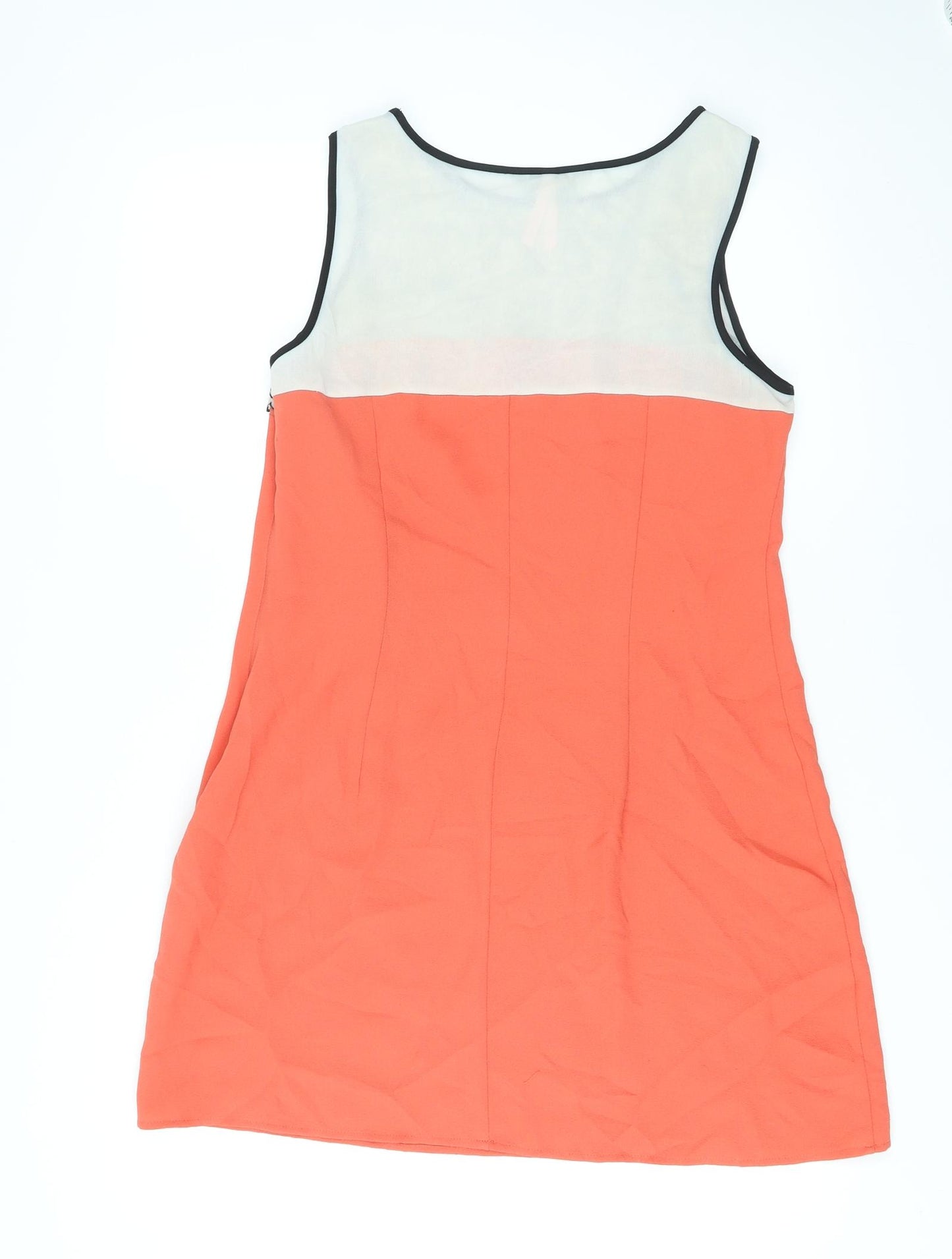 Lipsy Womens Orange Floral Polyester Tank Dress Size 14 Round Neck Zip