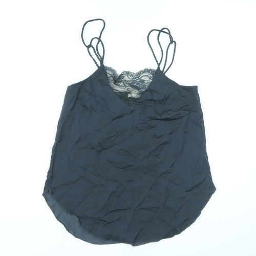 H&M Womens Grey Polyester Basic Tank Size 4 V-Neck - Lace