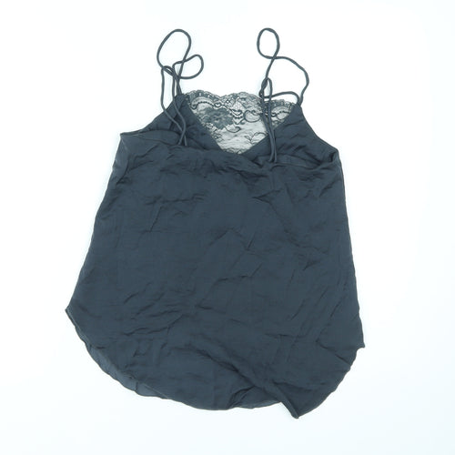 H&M Womens Grey Polyester Basic Tank Size 4 V-Neck - Lace