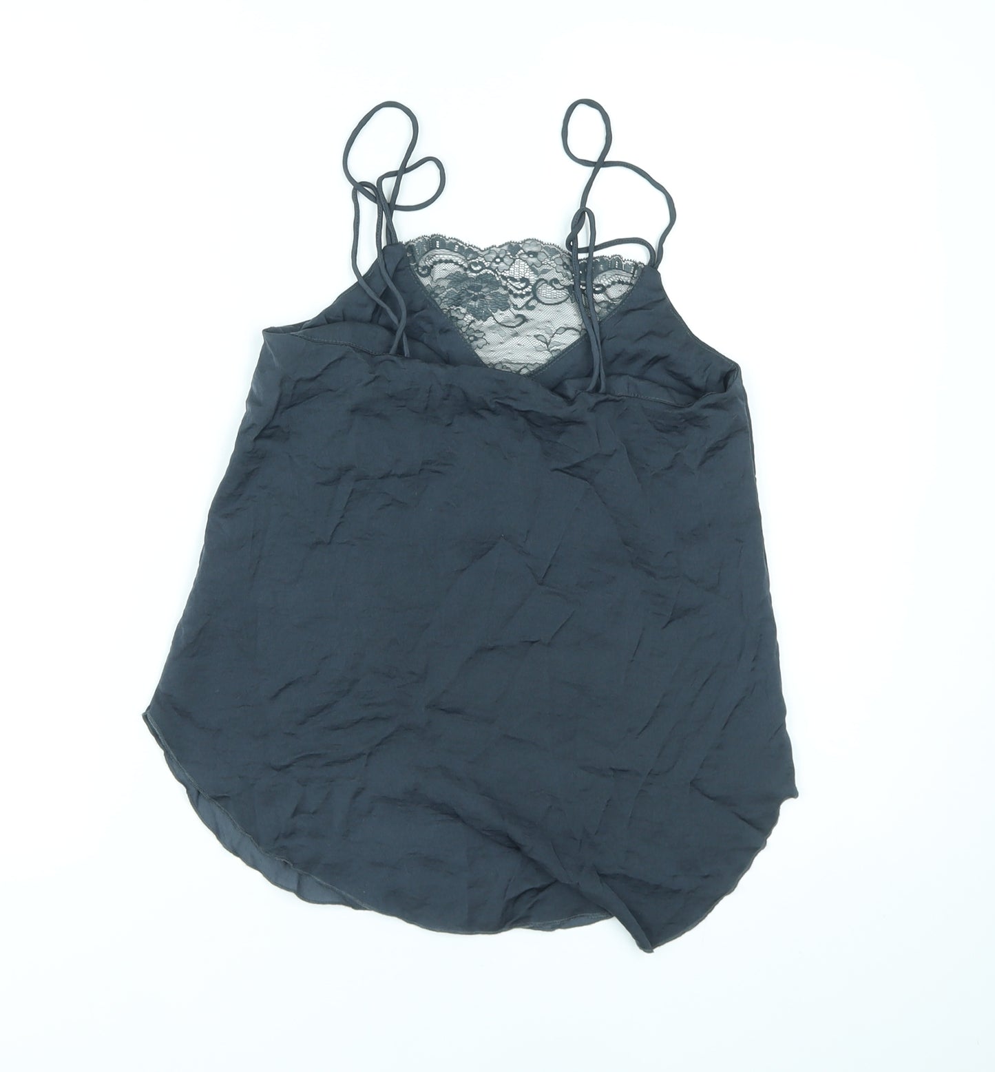 H&M Womens Grey Polyester Basic Tank Size 4 V-Neck - Lace