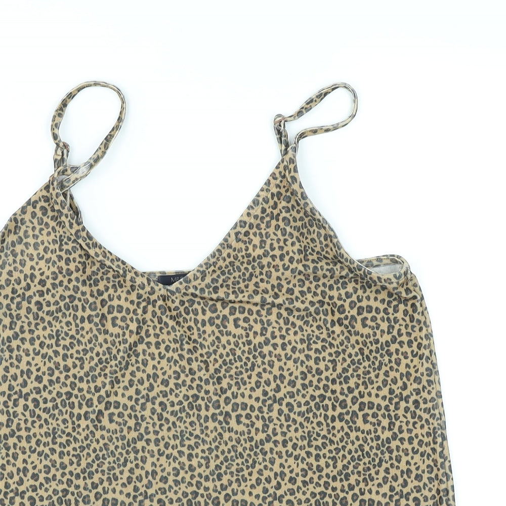 Marks and Spencer Womens Black Animal Print Polyester Camisole Tank Size 14 V-Neck - Leopard skin pattern